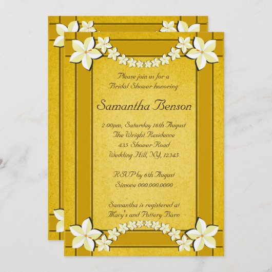 Rustikales Gold Floral Wedding Brautparty laden ei Einladung (Vorne/Hinten)