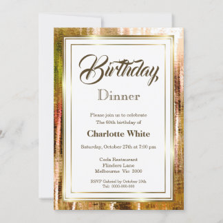 Rustikales Gold Frame 60. Geburtstag Abendessen Ei Einladung