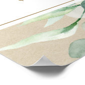 Rustikales Gold Green Watercolor Begrüßungszeichen Poster (Ecke)