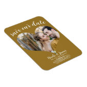 Rustikales Gold Heart Foto Hochzeit speichern Sie Magnet (Rechte Seite)