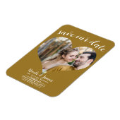 Rustikales Gold Heart Foto Hochzeit speichern Sie Magnet (Linke Seite)