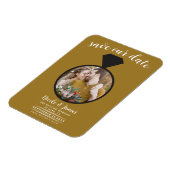 Rustikales Gold-Hochzeitsring-Foto Save the Date Magnet (Linke Seite)