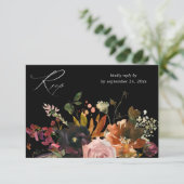 Rustikales Gold, Lila & rosa Blütenblätter mit Meh RSVP Karte (Stehend Vorderseite)