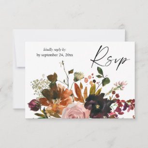 Rustikales Gold, Lila- und Rosa-Blumen mit Mahlzei RSVP Karte