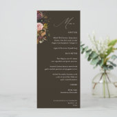 Rustikales Gold, Lila und rosa Blüten 4 Brauner Ta Menükarte (Stehend Vorderseite)