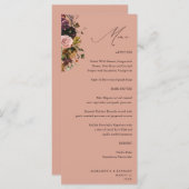 Rustikales Gold, Lila und rosa Blüten 4 Weiße Tal Menükarte (Vorne/Hinten)