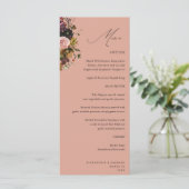Rustikales Gold, Lila und rosa Blüten 4 Weiße Tal Menükarte (Stehend Vorderseite)