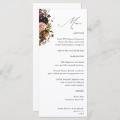 Rustikales Gold, Lila und rosa Blüten 4 Weißer Tal Menükarte (Vorne/Hinten)