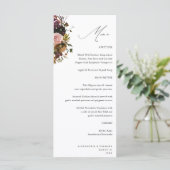 Rustikales Gold, Lila und rosa Blüten 4 Weißer Tal Menükarte (Stehend Vorderseite)