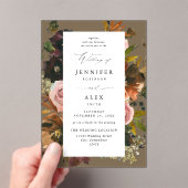 Rustikales Gold, Lila und rosa Blütenblätter 4 Tau Acryleinladungen (Insitu (Handheld))