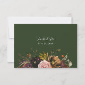 Rustikales Gold, Lila und rosa Blütenblätter auf d RSVP Karte (Rückseite)