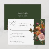 Rustikales Gold, Lila und rosa Blütenblätter auf d RSVP Karte (Vorne/Hinten)