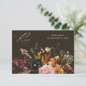 Rustikales Gold, Lila und rosa Blütenblätter mit M RSVP Karte (Stehend Vorderseite)