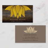Rustikales Gold Lotus Blume Yoga Medizin Retro Visitenkarte (Vorne/Hinten)