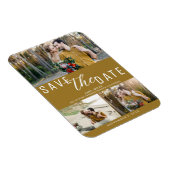 Rustikales Gold Save the Date Hochzeit 3 Fotos Magnet (Rechte Seite)