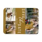 Rustikales Gold Save the Date Hochzeit 3 Fotos Magnet (Horizontal)