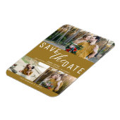 Rustikales Gold Save the Date Hochzeit 3 Fotos Magnet (Linke Seite)