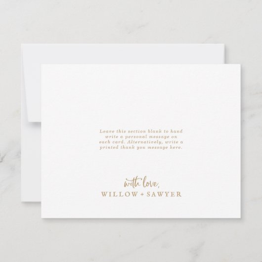 Rustikales Gold Script 4 Foto Collage Wedding Dankeskarte (Rückseite)