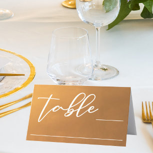 Rustikales Gold Script Earth Tone Einfache Hochzei Platzkarte
