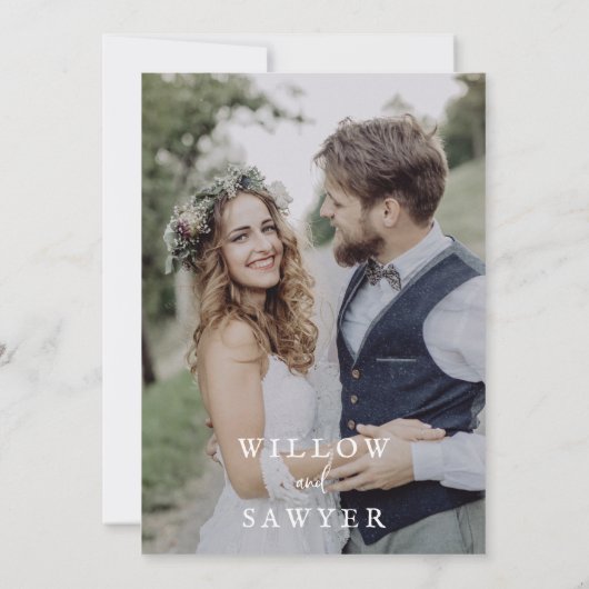 Rustikales Gold Script-Foto Hochzeit Einladung (Rückseite)