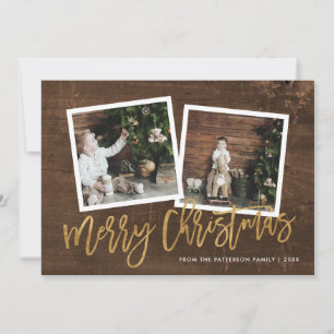 Rustikales Gold Script Frohe Weihnachten 2 Foto