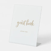 Rustikales Gold Script Gast Book Sign Sockelschild (Vorderseite)
