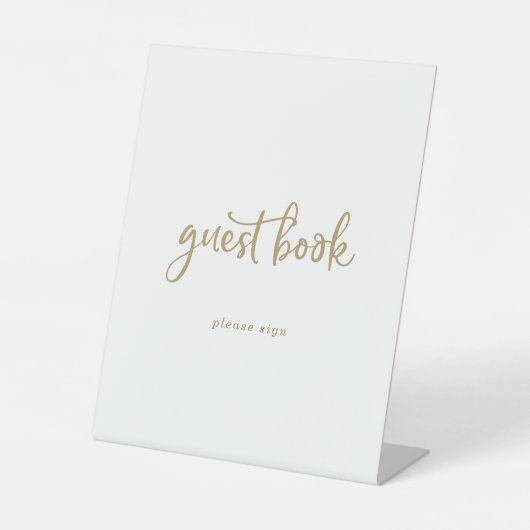 Rustikales Gold Script Gast Book Sign Sockelschild (Vorderseite)