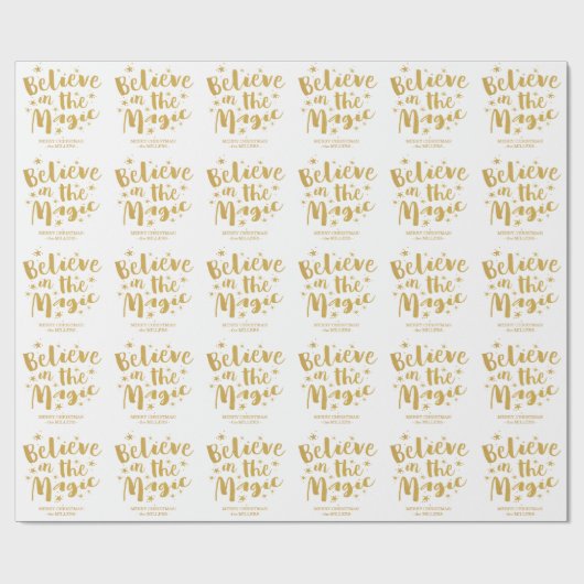 Rustikales Gold-Script glauben an die magische Wei Geschenkpapier (Flach)