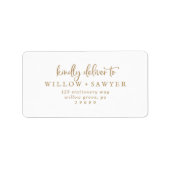 Rustikales Gold Script-Hochzeitsskripte RSVP-Adres Adressaufkleber (Vorne)