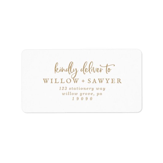 Rustikales Gold Script-Hochzeitsskripte RSVP-Adres Adressaufkleber (Vorne)