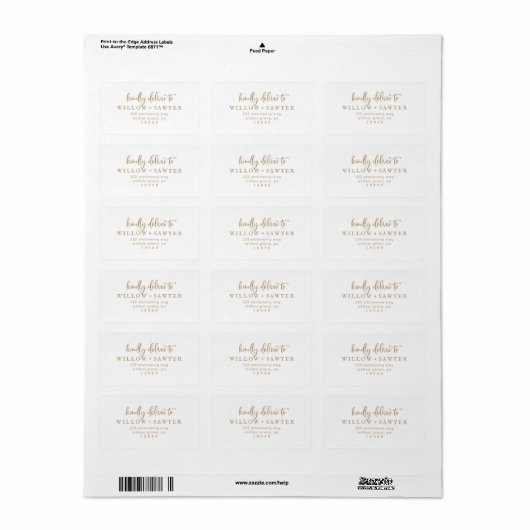 Rustikales Gold Script-Hochzeitsskripte RSVP-Adres Adressaufkleber (Vorne)
