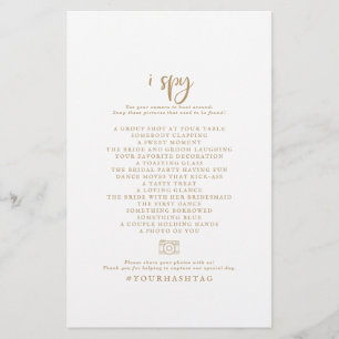 Rustikales Gold Script I Spy Wedding Foto Scavenge Flyer