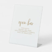 Rustikales Gold Script Open Bar Sign Sockelschild (Vorderseite)