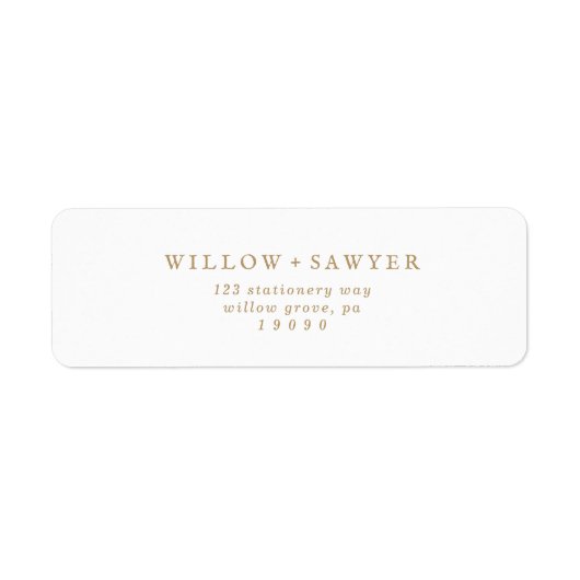 Rustikales Gold-Script-Rückgabeadresse-Label (Vorne)