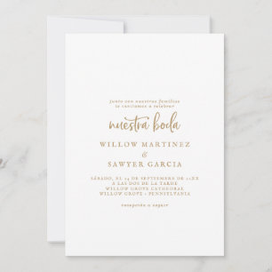 Rustikales Gold Script Spanisch Nuestra Boda Einladung