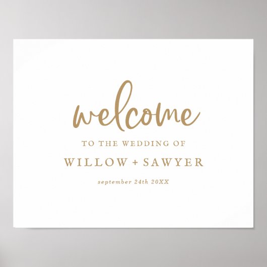 Rustikales Gold Script Wedding Welcome Poster (Vorne)