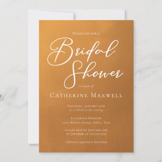 Rustikales Gold Simple Typografy Fall Brautparty Einladung (Vorderseite)