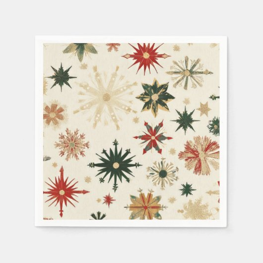 Rustikales Gold Snowflakes Muster Weihnachten Serviette (Vorderseite)