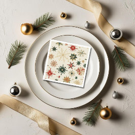 Rustikales Gold Snowflakes Muster Weihnachten Serviette