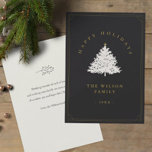 Rustikales Gold und Weihnachtsbaum Feiertagskarte