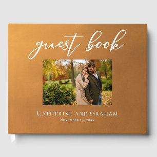 Rustikales Gold Verlobung Foto Bohemische Hochzeit Gästebuch