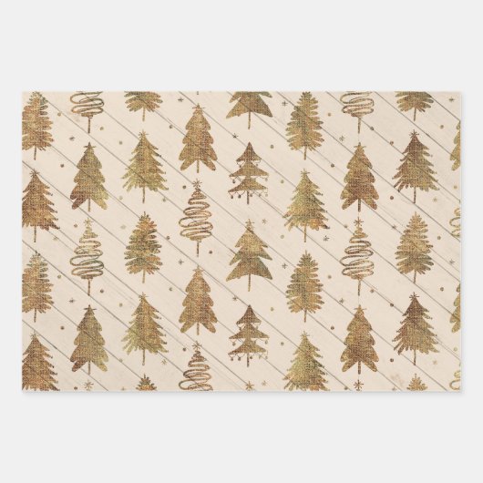 Rustikales Gold Weihnachten Geschenkpapier Set (Vorderseite)
