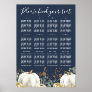 Rustikales Gold White Pumpkins Hochzeitsdiagramm Poster