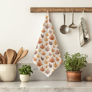 Rustikales goldbraunes Herbstlaub-Muster Geschirrtuch