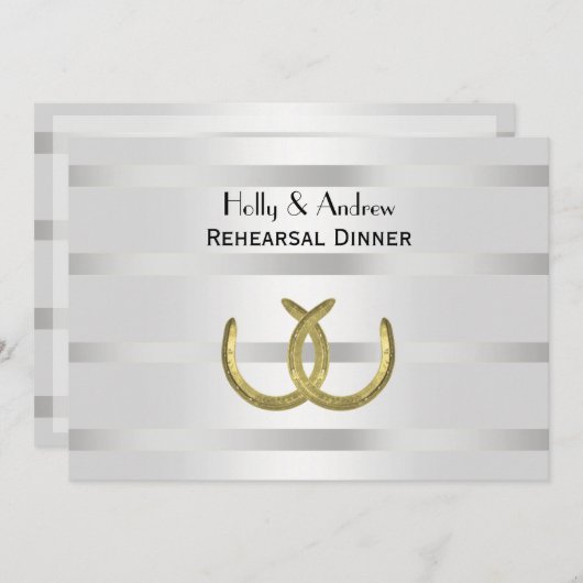 Rustikales Golden Horseshoe Silver Whh H Probe Din Einladung (Vorne/Hinten)
