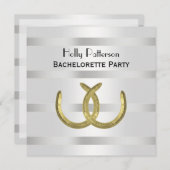 Rustikales Golden Horseshoe Silver Wht SQ Bachelor Einladung (Vorne/Hinten)