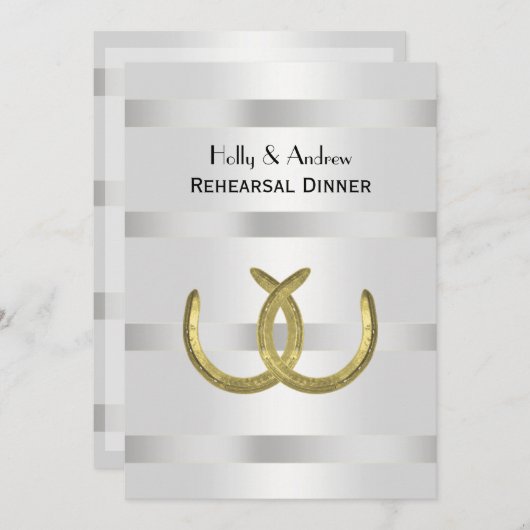 Rustikales Golden Horseshoe Silver Wht V Probe Din Einladung (Vorne/Hinten)
