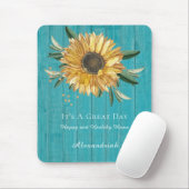 Rustikales Golden Sunflower Aquamarin Blauer Barnh Mousepad (Mit Mouse)