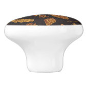 Rustikales Goldenes Blätter Herbst Keramikknauf (Seitenansicht)