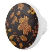 Rustikales Goldenes Blätter Herbst Keramikknauf (Rechts)